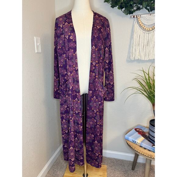 Lularoe Sarah Tribal Print Long Duster Cardigan sz M - Picture 1 of 2
